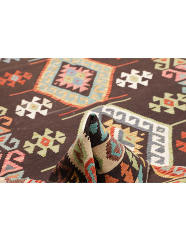 Tappeto Kilim Afghanistan 206x293 Marrone Scuro