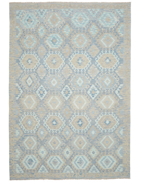 Tappeto Kilim Afghanistan 203x302 Blu Tenue Bei