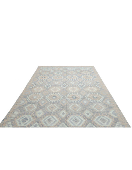 Tappeto Kilim Afghanistan 203x302 Blu Tenue Bei