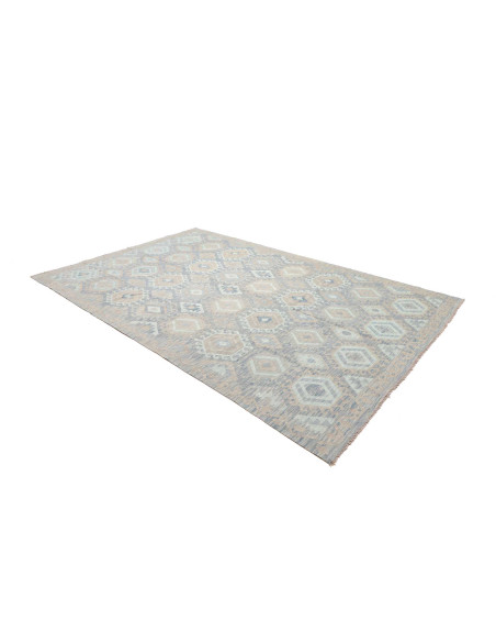 Tappeto Kilim Afghanistan 203x302 Blu Tenue Bei
