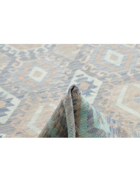 Tappeto Kilim Afghanistan 203x302 Blu Tenue Bei