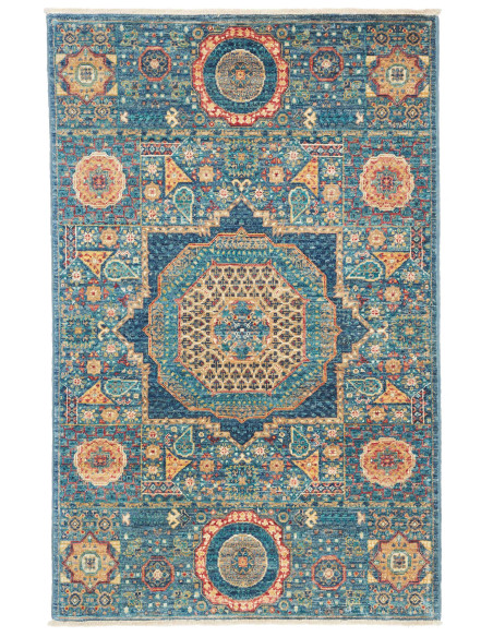 Tappeto Mamlouk Pakistan 82x125 Blu Petrolio Ar