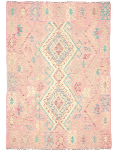 Rug Kilim Afghanistan 126x174 Pastel Pink Aqua