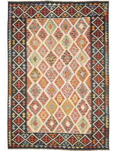Rug Kilim Afghanistan maroon grey 203x298