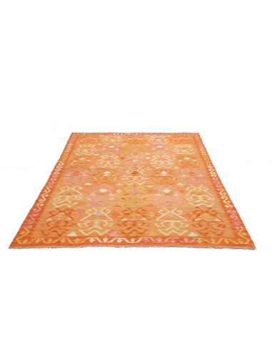 Rug Kilim Afghanistan 153x201 Orange Pink Cream