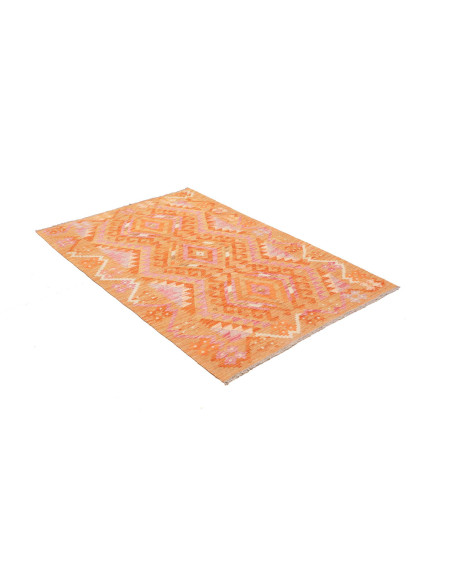 Tappeto Kilim Afghanistan 101x154 Arancio Pesca