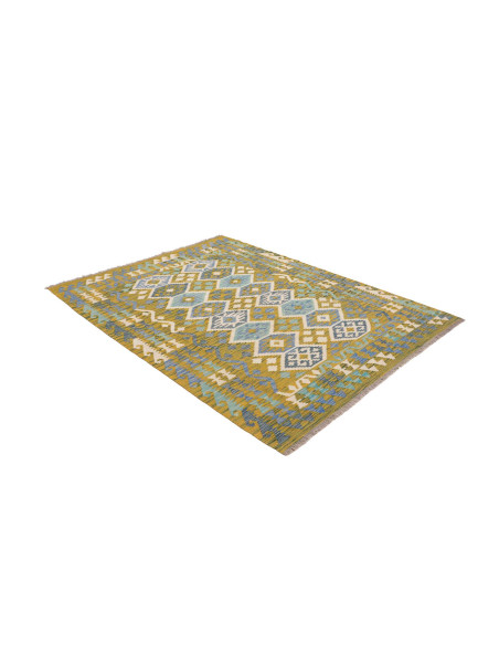 Tappeto Kilim Afghanistan 155x199 Ocra Blu Bian
