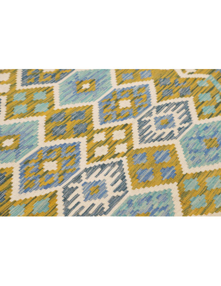 Tappeto Kilim Afghanistan 155x199 Ocra Blu Bian