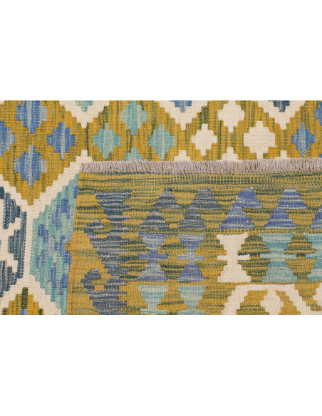 Tappeto Kilim Afghanistan 155x199 Ocra Blu Bian