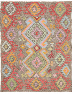 Tappeto Kilim Afghanistan 154x195 Marrone Grigi