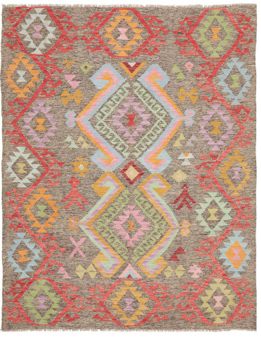 Tappeto Kilim Afghanistan 154x195 Marrone Grigi