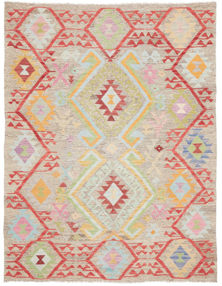 Rug Kilim Afghanistan 154x201 Beige Grey Coral