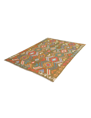 Rug Kilim Afghanistan 150x200 Olive Green Coral