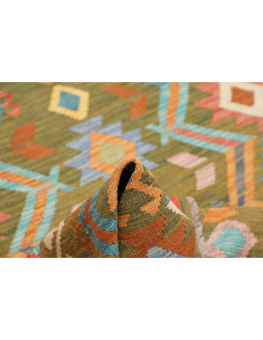 Rug Kilim Afghanistan 150x200 Olive Green Coral