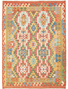 Kilim 145x194 Cm Kilim Afghano In Lana Cardata A Mano.