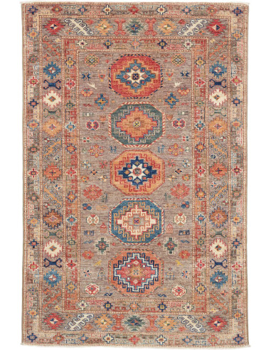 Tappeto Kazak Fine Pakistan 123x190 Marrone Gri