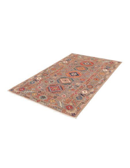 Tappeto Kazak Fine Pakistan 123x190 Marrone Gri