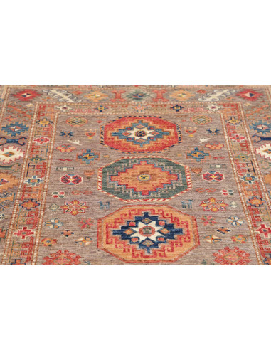 Tappeto Kazak Fine Pakistan 123x190 Marrone Gri
