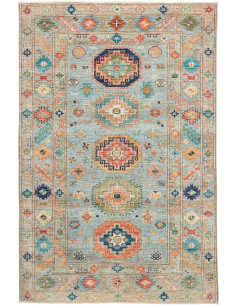 Tappeto Kazak Fine Pakistan 126x192 Azzurro Acq