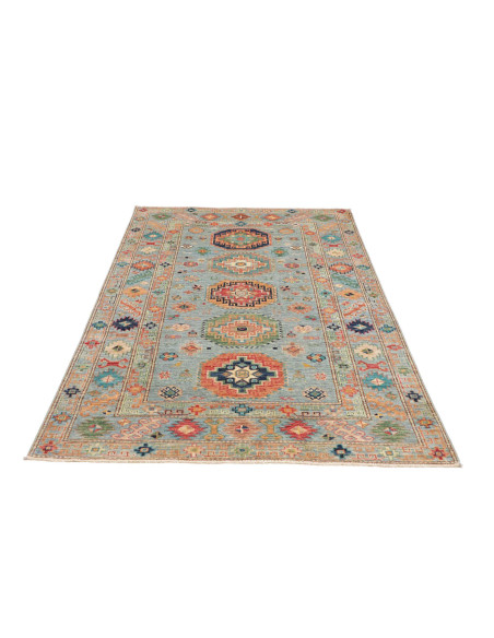 Tappeto Kazak Fine Pakistan 126x192 Azzurro Acq