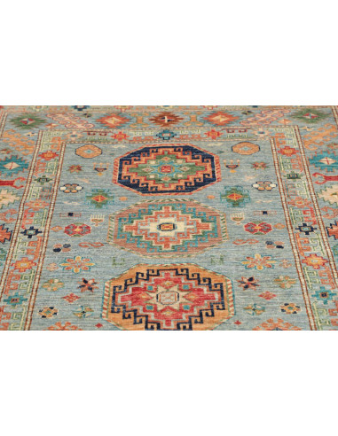 Tappeto Kazak Fine Pakistan 126x192 Azzurro Acq