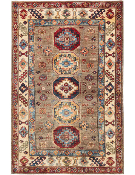 Tappeto Kazak Fine Pakistan 122x190 Marrone Bei