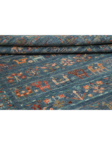 Rug Rubin Pakistan 166x240 Blue Teal Orange Red