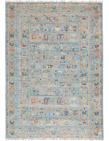 Rug Rubin Pakistan 165x231 Sky Blue Teal Mustar