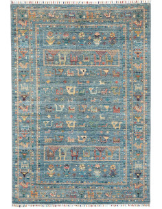 Rug Rubin Pakistan 127x181 Petrol Blue Ochre Ye
