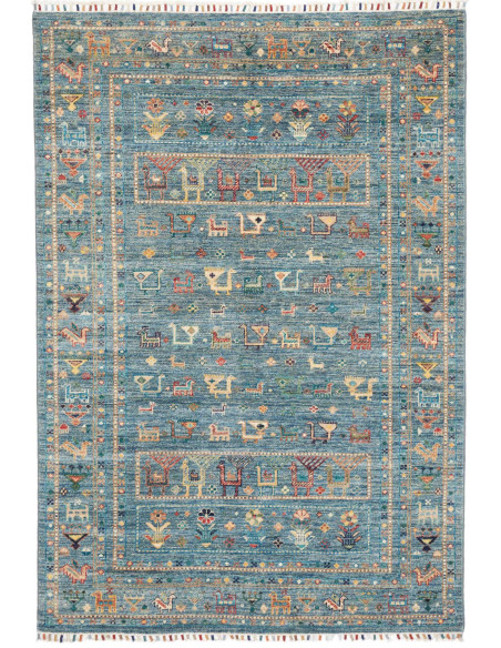 Rug Rubin Pakistan 127x181 Petrol Blue Ochre Ye