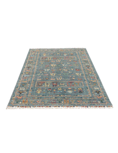 Rug Rubin Pakistan 127x181 Petrol Blue Ochre Ye