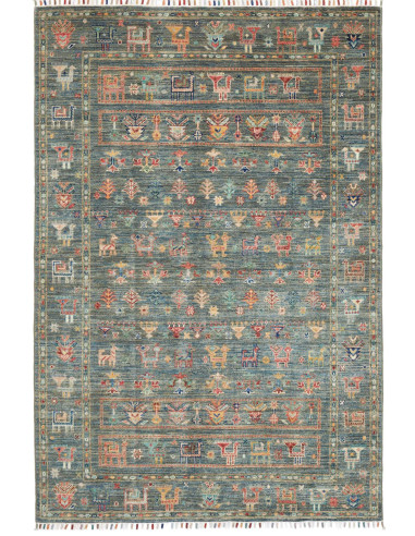 Rug Rubin Pakistan 126x185 Petrol Blue Brick Or