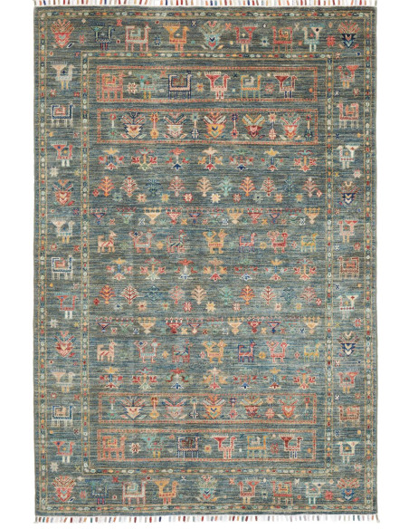 Rug Rubin Pakistan 126x185 Petrol Blue Brick Or