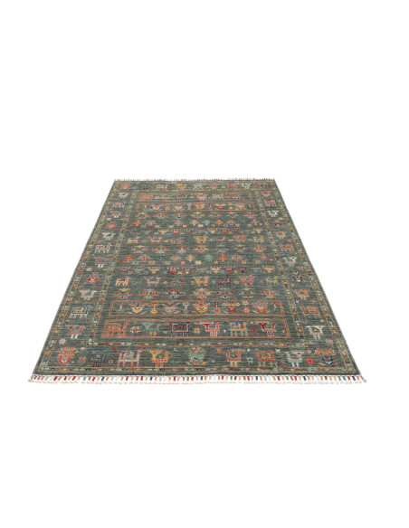 Rug Rubin Pakistan 126x185 Petrol Blue Brick Or