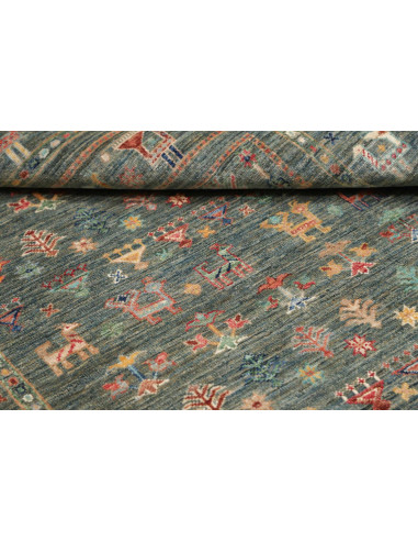Rug Rubin Pakistan 126x185 Petrol Blue Brick Or