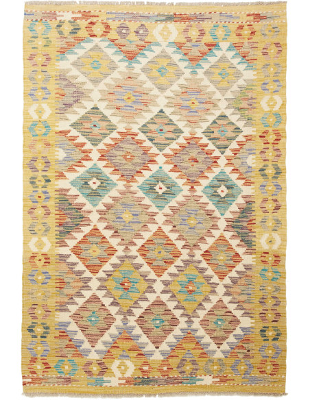 Kilim 105x152 Cm Afghan Kilim Hand-carded Wool Cotton Warp