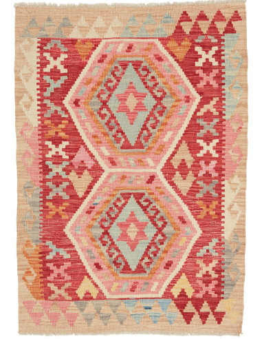 Rug Kilim Afghanistan 80x112 Red Beige Pink Blu
