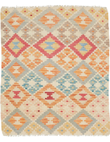 Rug Kilim Afghanistan 82x100 Beige Cream Coral