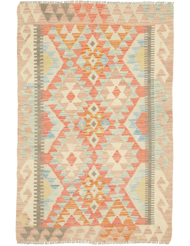 Rug Kilim Afghanistan 83x126 Peach Coral Blue I