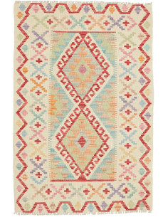 Tappeto Kilim Afghanistan 79x117 Crema Rosso Az