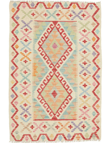 Rug Kilim Afghanistan 79x117 Cream Red Light Bl