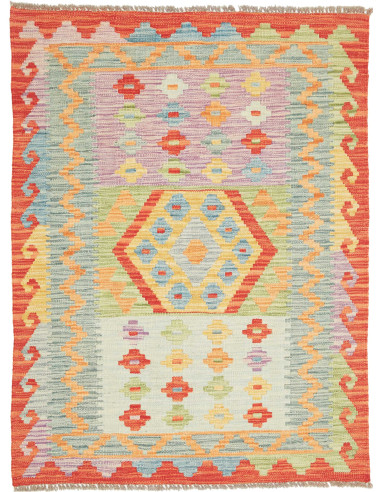 Rug Kilim Afghanistan 93x125 Red Orange Light B