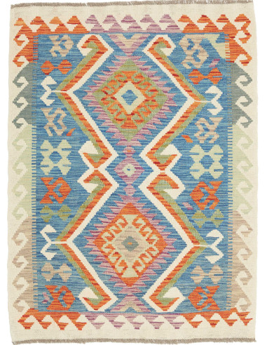 Tappeto Kilim Afghanistan 87x115 Blu Arancione