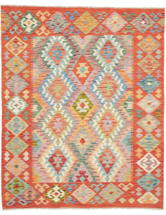 Tappeto Kilim Afghanistan 156x193 Rosso Arancio