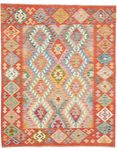 Rug Kilim Afghanistan 156x193 Red Orange Blue G