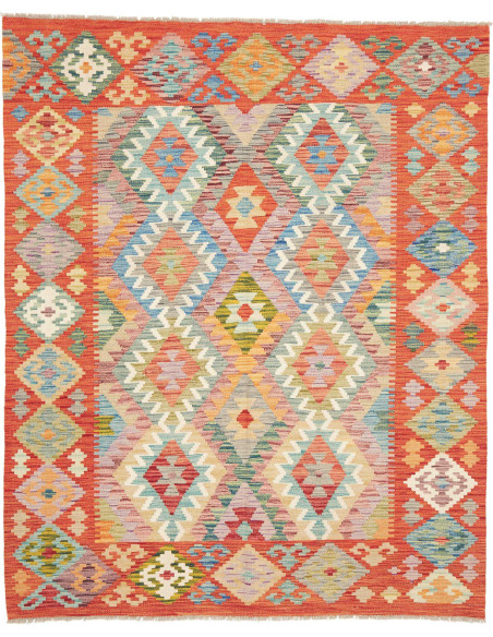 Rug Kilim Afghanistan 156x193 Red Orange Blue G