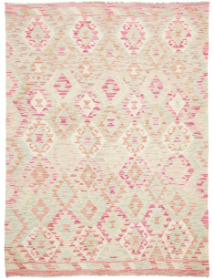 Tappeto Kilim Afghanistan 155x204 Crema Rosa Me