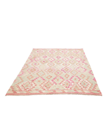Rug Kilim Afghanistan 155x204 Cream Pink Mint