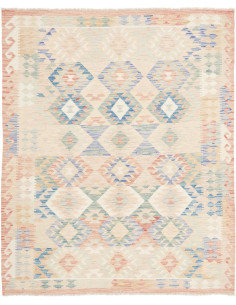 Tappeto Kilim Afghanistan 157x190 Crema Blu Pas