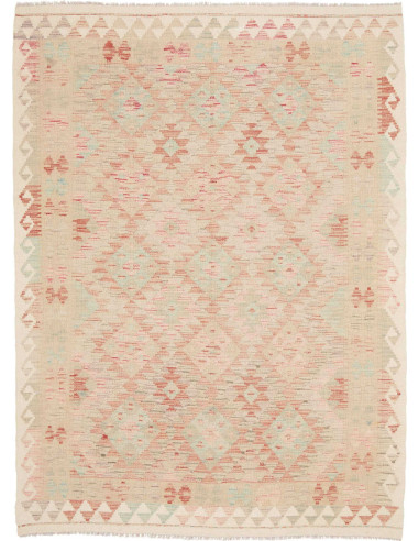 Rug Kilim Afghanistan 147x200 Cream Coral Pink